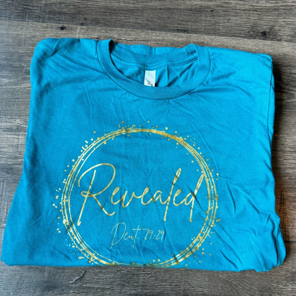 Turquoise Scripture Shirt size Small